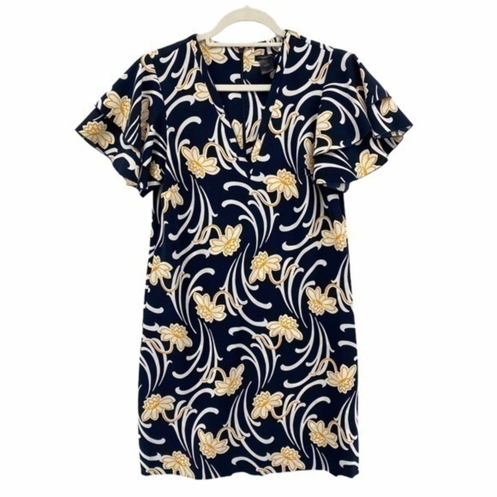 Ann Taylor Floral‎ Print Flutter Sleeve Shift Dress